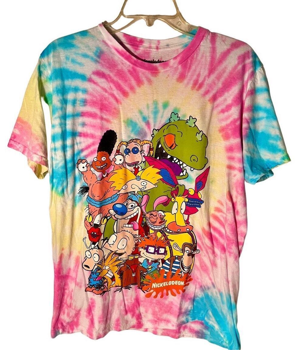Nickelodeon 1990’s Themed Tye Dye Tshirt Graphic Print Size Medium